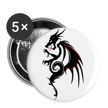 Drachen Tribal Tattoo Form 2004 Uuu w - Buttons groß 56 mm (5er Pack) - Weiß - Vorne