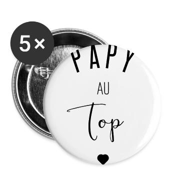 PAPY AU TOP - Lot de 5 grands badges (56 mm) - blanc - Devant