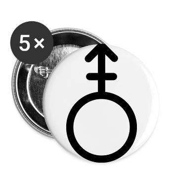 Androgynous - symbol of Androgyny - Buttons large 2.2''/56 mm (5-pack) - white - Front