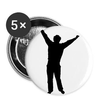 jubelnder Mann - Buttons groß 56 mm (5er Pack) - Weiß - Vorne