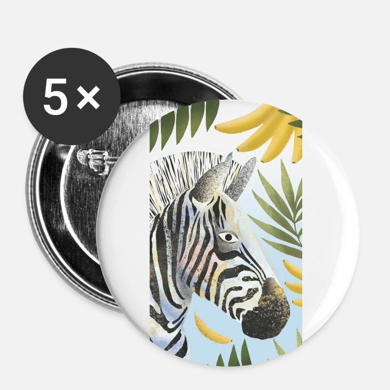Zebra - Buttons groß 56 mm (5er Pack) - Weiß
