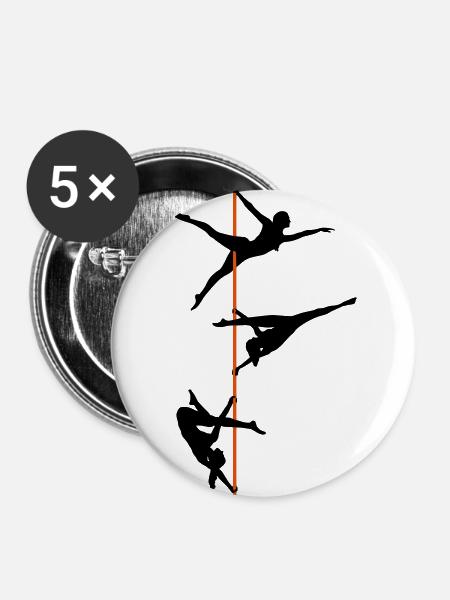 Pole Dance, Poledance - Buttons groß 56 mm (5er Pack) - Weiß