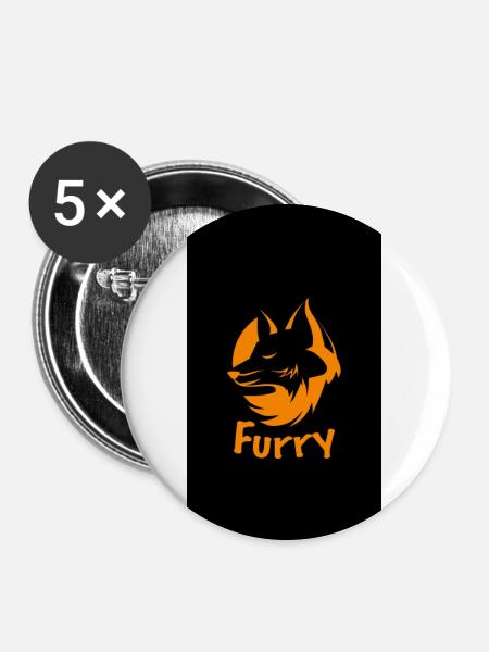 Furry Subtile Fox orange - Buttons groß 56 mm (5er Pack) - Weiß