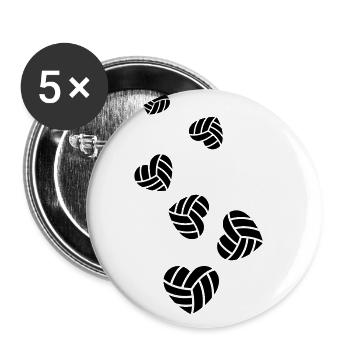 Volleyball heart - Buttons large 2.2''/56 mm (5-pack) - white - Front
