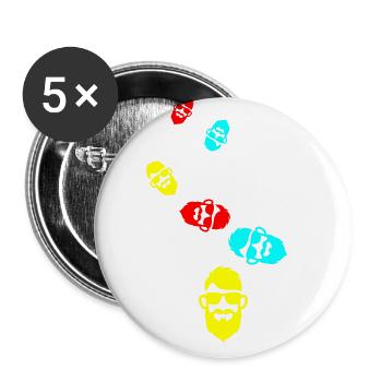Gesicht bart symbol - Buttons groß 56 mm (5er Pack) - Weiß - Vorne