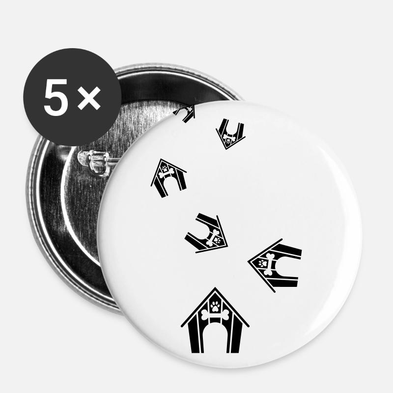 Dog house dog - Buttons large 2.2''/56 mm (5-pack) - white