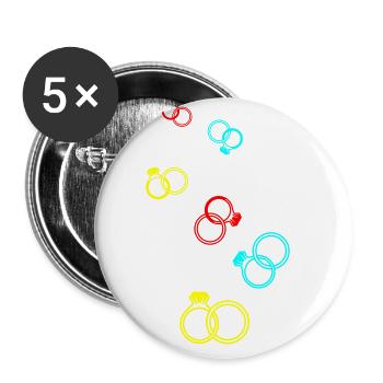 Eheringe symbol - Buttons groß 56 mm (5er Pack) - Weiß - Vorne