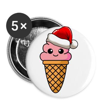 Ice Cream Weihnachten Comic Xmas - Buttons groß 56 mm (5er Pack) - Weiß - Vorne