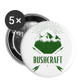 Survie en bushcraft - Lot de 5 grands badges (56 mm) - blanc - Devant