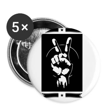 Frieden Hand Zeichen Peace - Buttons groß 56 mm (5er Pack) - Weiß - Vorne