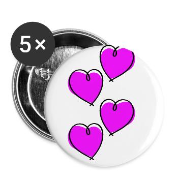 Hearts Love Symbol - Buttons large 2.2''/56 mm (5-pack) - white - Front