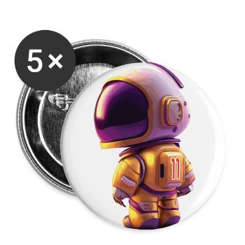 Space Kid Young Astronaut Birthday Eleven - Buttons large 2.2''/56 mm (5-pack) - white - Front