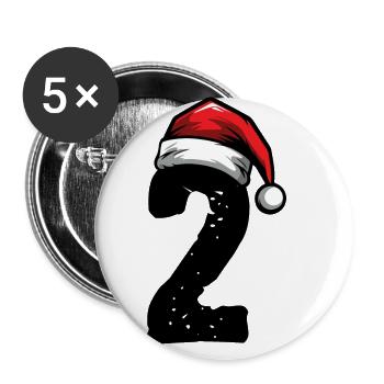 2 Numéro de Noël - Lot de 5 grands badges (56 mm) - blanc - Devant