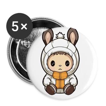 Bande dessinée de bébé animal d’hiver lapin - Lot de 5 grands badges (56 mm) - blanc - Devant