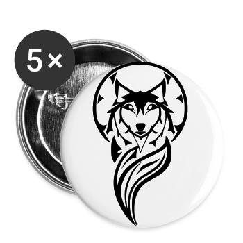 Strong spirit wolf. The beast of the wild - Buttons large 2.2''/56 mm (5-pack) - white - Front