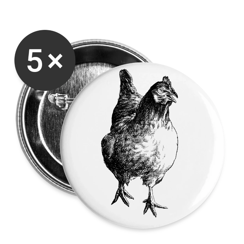 Haushuhn, Henne - Buttons gro&szlig; 56 mm (5er Pack)