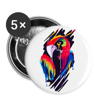 Ein Schönes und Lustiges Papageien Design - Buttons groß 56 mm (5er Pack) - Weiß - Vorne