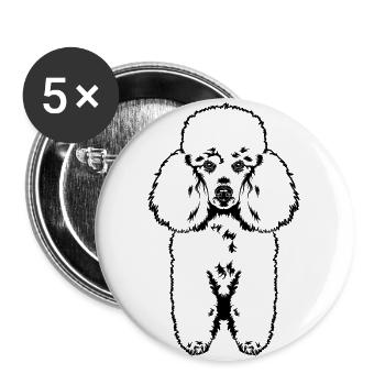 Nette Pudel Hund Skizze Hund Liebhaber Geschenk - Buttons groß 56 mm (5er Pack) - Weiß - Vorne