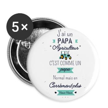 Papa Agriculteur Carrément Plus Vroum-Vroum - Lot de 5 grands badges (56 mm) - blanc - Devant