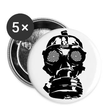 Masque à gaz - Lot de 5 grands badges (56 mm) - blanc - Devant