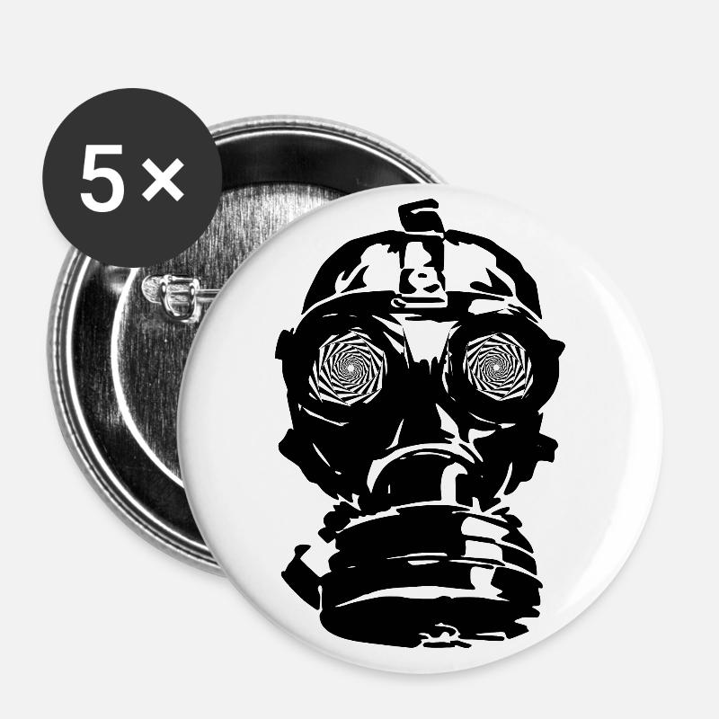 Gas mask - Buttons large 2.2''/56 mm (5-pack) - white