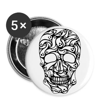 Scary Ghost Skull Head Spooky Halloween Costume - Lot de 5 grands badges (56 mm) - blanc - Devant