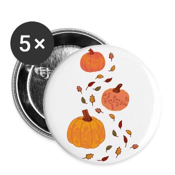 Ornements de citrouille - Lot de 5 grands badges (56 mm) - blanc - Devant
