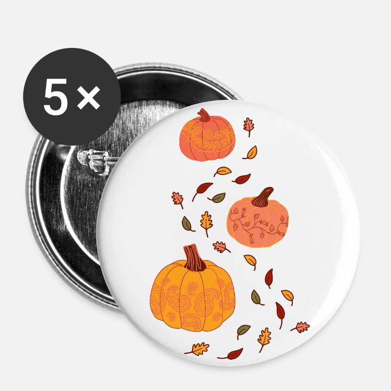 Pumpkin Ornaments - Buttons large 2.2''/56 mm (5-pack) - white