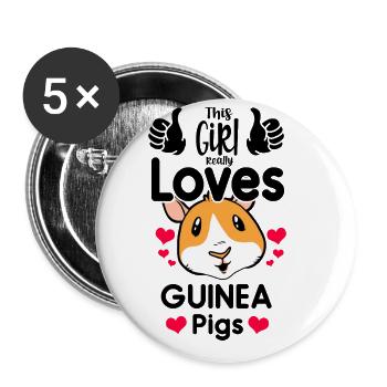This Girl Really Loves Guinea Pigs Animal Lover Pe - Buttons groß 56 mm (5er Pack) - Weiß - Vorne
