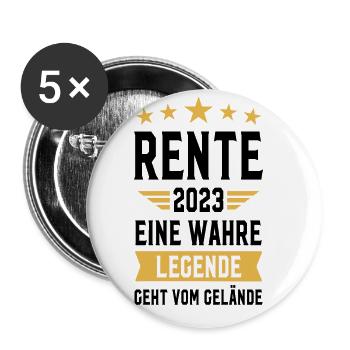 Rentner 2023 Legende verläßt das Gelände Rente - Buttons groß 56 mm (5er Pack) - Weiß - Vorne