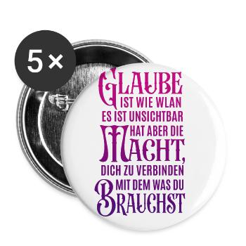 Glauben ist wie WLAN - Verbindung zu Gott - Buttons groß 56 mm (5er Pack) - Weiß - Vorne