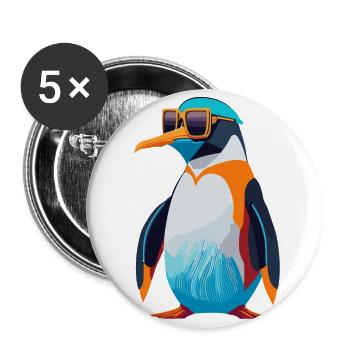 Révolution des pingouins - Lot de 5 grands badges (56 mm) - blanc - Devant