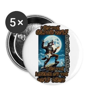 Alpha Wolf - Buttons groß 56 mm (5er Pack) - Weiß - Vorne