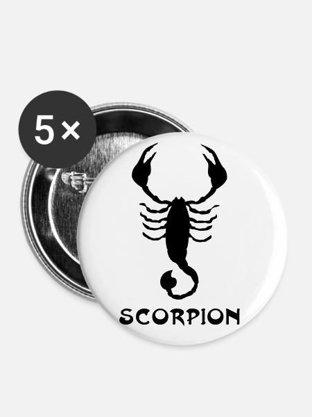 Skorpion txt - Buttons groß 56 mm (5er Pack) - Weiß
