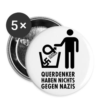 Querdenker haben nichts gegen Nazis - Mülltonne - Buttons groß 56 mm (5er Pack) - Weiß - Vorne