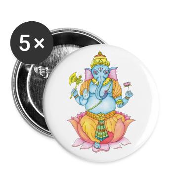 Zentangle Ganesha - Buttons groß 56 mm (5er Pack) - Weiß - Vorne