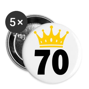 70 Krone 70. Geburtstag 70 Jahre - Buttons groß 56 mm (5er Pack) - Weiß - Vorne