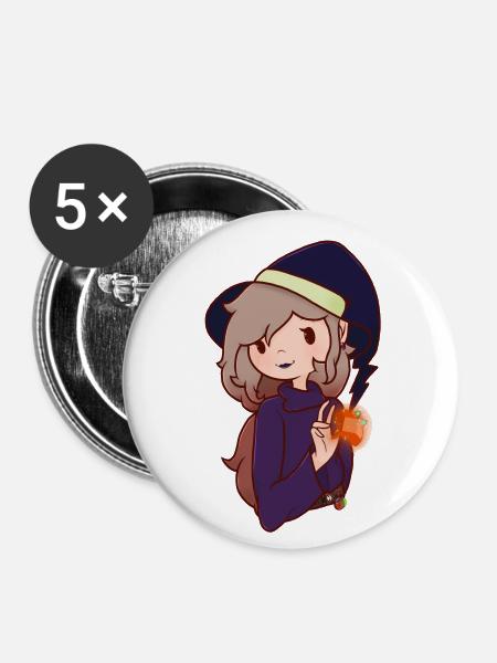 Chibi Witchy Freya - Buttons groß 56 mm (5er Pack) - Weiß