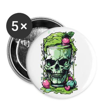 Giftiger Gothic Skull Becher Halloween Design - Buttons groß 56 mm (5er Pack) - Weiß - Vorne