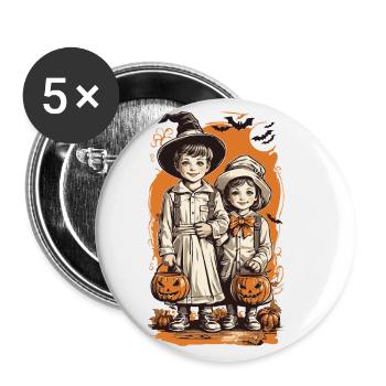 Kids Halloween Trick or Treat Retro Illustration - Buttons large 2.2''/56 mm (5-pack) - white - Front