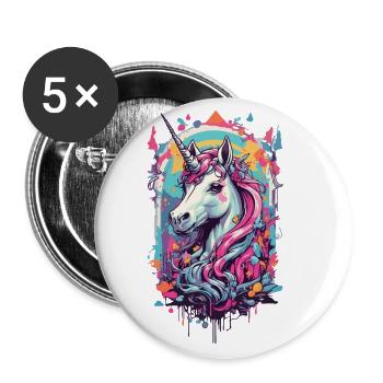 Gothique Licorne Magie Pastel Occulte Streetwear - Lot de 5 grands badges (56 mm) - blanc - Devant