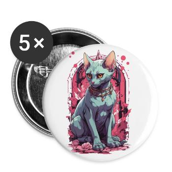 Magische Sphynx Katze Pastell Gothic Illustration - Buttons groß 56 mm (5er Pack) - Weiß - Vorne
