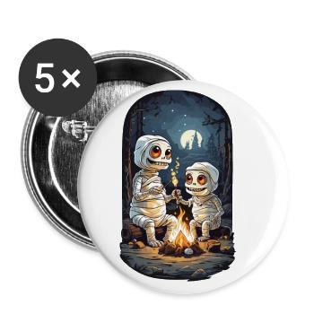 Conception de fête de feu de camp de momies d’Halloween pour enfants - Lot de 5 grands badges (56 mm) - blanc - Devant