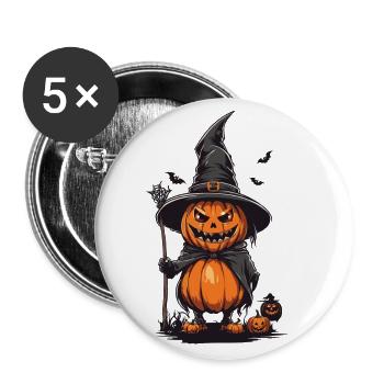Funny Witches Pumpkin Monster Halloween - Buttons large 2.2''/56 mm (5-pack) - white - Front