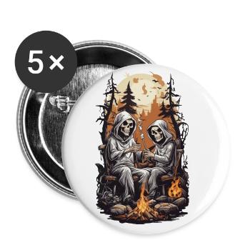 Funny Skeletons Cricket Halloween Party - Buttons large 2.2''/56 mm (5-pack) - white - Front