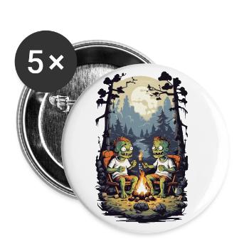 Zombies Campfire Halloween Cartoon Kids Design - Buttons large 2.2''/56 mm (5-pack) - white - Front
