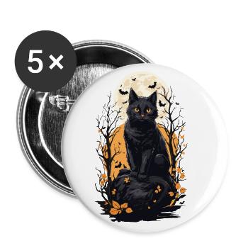Conception esthétique de la pleine lune de chat d’Halloween - Lot de 5 grands badges (56 mm) - blanc - Devant
