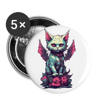 Goth Cat Vampire Demons Aesthetic - Buttons large 2.2''/56 mm (5-pack) - white - Front