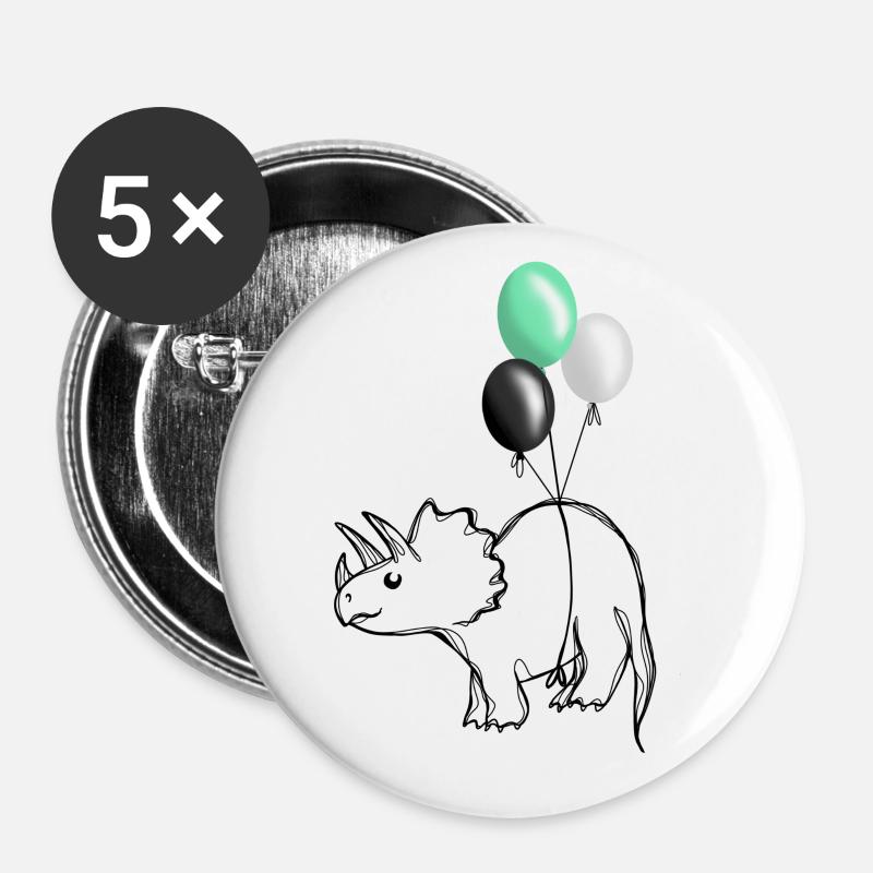 Pridosaur Dinosaur Aromantic - Buttons large 2.2''/56 mm (5-pack) - white