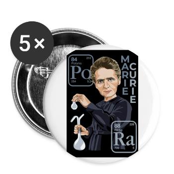 Marie Curie - Buttons groß 56 mm (5er Pack) - Weiß - Vorne